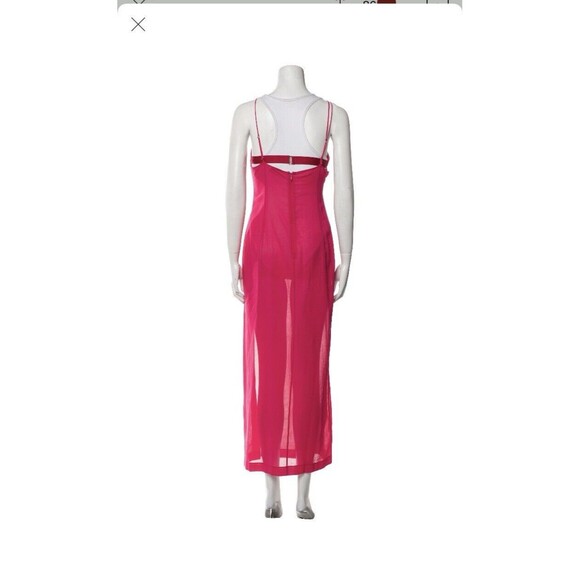 Nensi Dojaka Fuschia Asymmetric Neck Strap Maxi Thigh High Slit Slip Dress M NEW - Picture 6 of 15